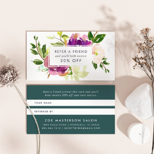 Vibrant Bloom Watercolor Floral Referral Card