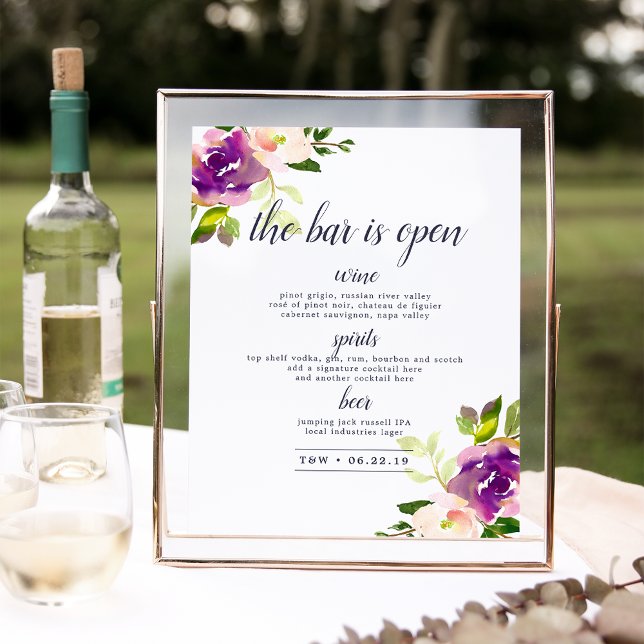 Vibrant Bloom Wedding Bar Menu Sign (Creator Uploaded)