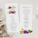Vibrant Bloom Wedding Ceremony Program<br><div class="desc">Our garden floral wedding program features your ceremony details in elegant lettering, topped with a bouquet of watercolor rose and peony flowers in rich, lush violet purple, blush pink and sage green. Reverse side lists the members of your wedding party with easily editable text fields. Coordinates with our Vibrant Bloom...</div>