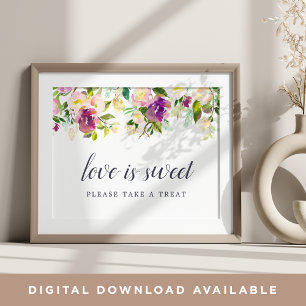 Vibrant Bloom Wedding Dessert Bar Sign