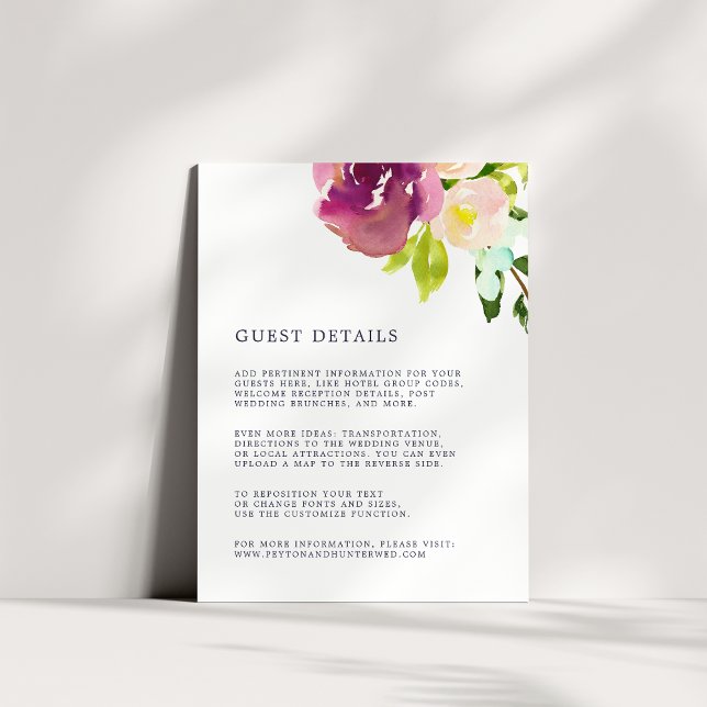 Vibrant Bloom Wedding Guest Details Card (Creator Uploaded)