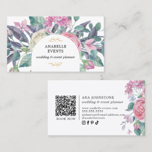 Vibrant Blooming Florals QR Code Business Card
