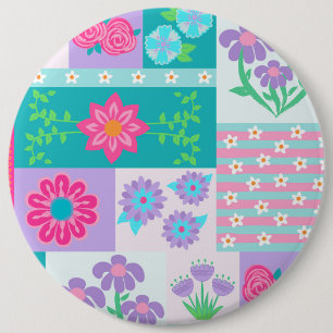 Vibrant Blooming Flowers Design 6 Cm Round Badge