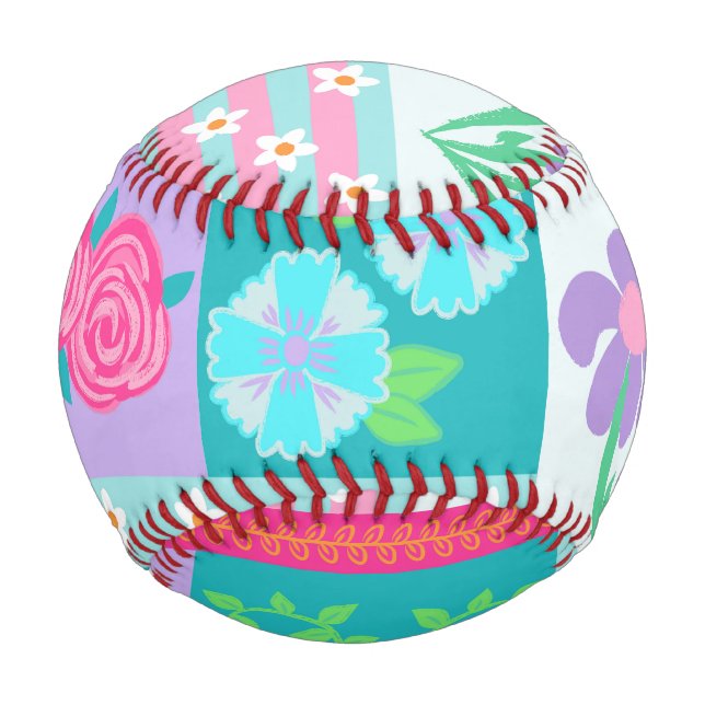Vibrant Blooming Flowers Design Baseball (Front)