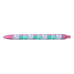 Vibrant Blooming Flowers Design Black Ink Pen