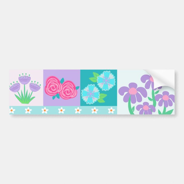 Vibrant Blooming Flowers Design Bumper Sticker (Front)