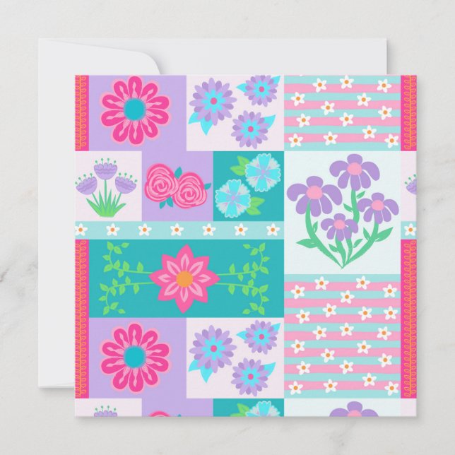 Vibrant Blooming Flowers Design Card (Front)