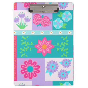 Vibrant Blooming Flowers Design Clipboard