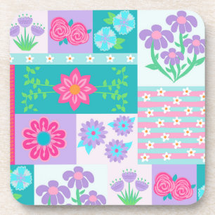 Vibrant Blooming Flowers Design Coaster