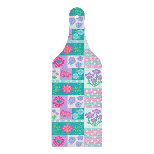 Vibrant Blooming Flowers Design Cutting Board (Front)