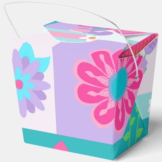 Vibrant Blooming Flowers Design Favour Box (Back)