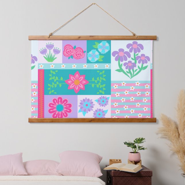 Vibrant Blooming Flowers Design Hanging Tapestry (Bedroom)