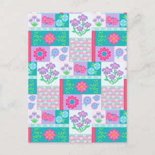 Vibrant Blooming Flowers Design Holiday Postcard