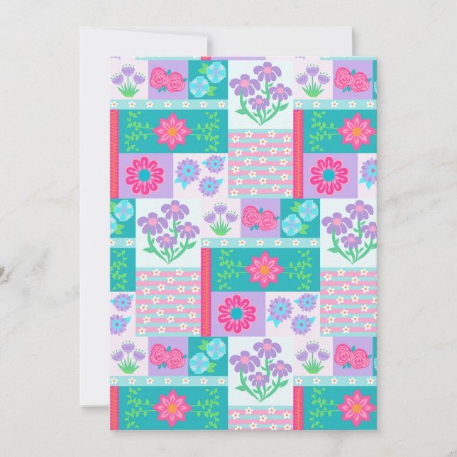Vibrant Blooming Flowers Design Invitation (Front)