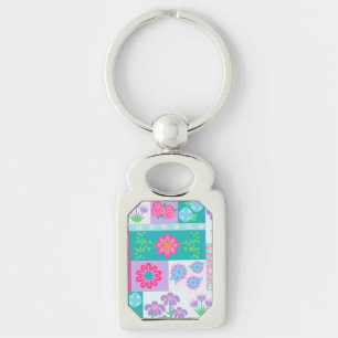 Vibrant Blooming Flowers Design Key Ring