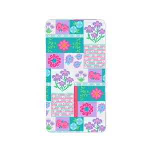 Vibrant Blooming Flowers Design Label