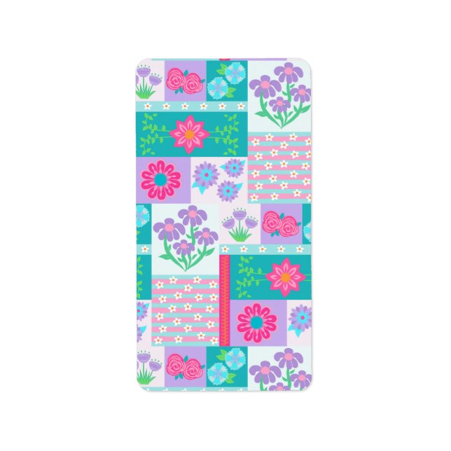Vibrant Blooming Flowers Design Label (Front)