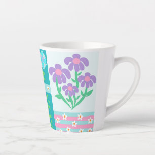 Vibrant Blooming Flowers Design Latte Mug