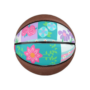Vibrant Blooming Flowers Design Mini Basketball