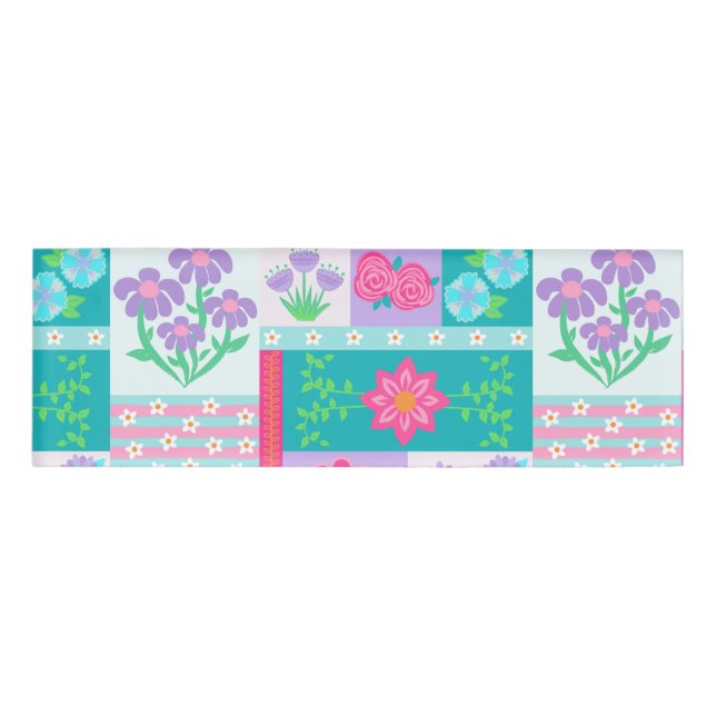Vibrant Blooming Flowers Design Name Tag (Front)