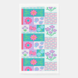 Vibrant Blooming Flowers Design Napkin