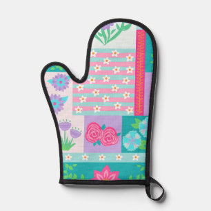 Vibrant Blooming Flowers Design Oven Mitt