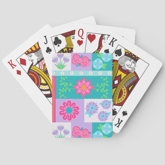 Vibrant Blooming Flowers Design Playing Cards (Back)