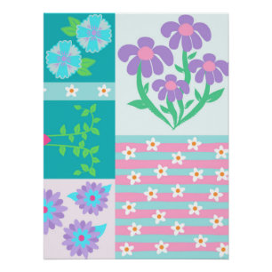 Vibrant Blooming Flowers Design Poster