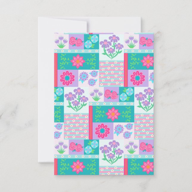 Vibrant Blooming Flowers Design RSVP Card (Front)