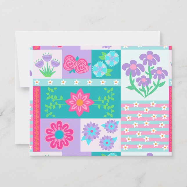 Vibrant Blooming Flowers Design Save The Date (Front)
