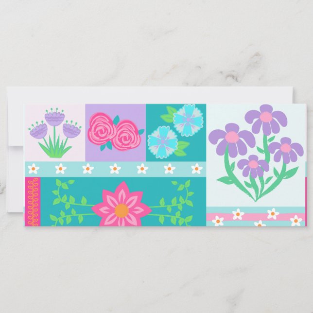 Vibrant Blooming Flowers Design Save The Date (Front)