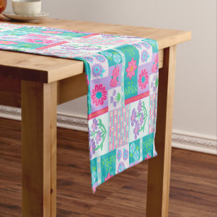 Vibrant Blooming Flowers Design Short Table Runner