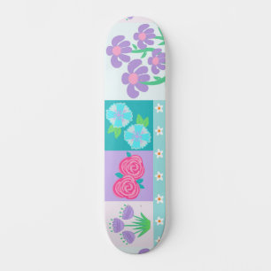 Vibrant Blooming Flowers Design Skateboard