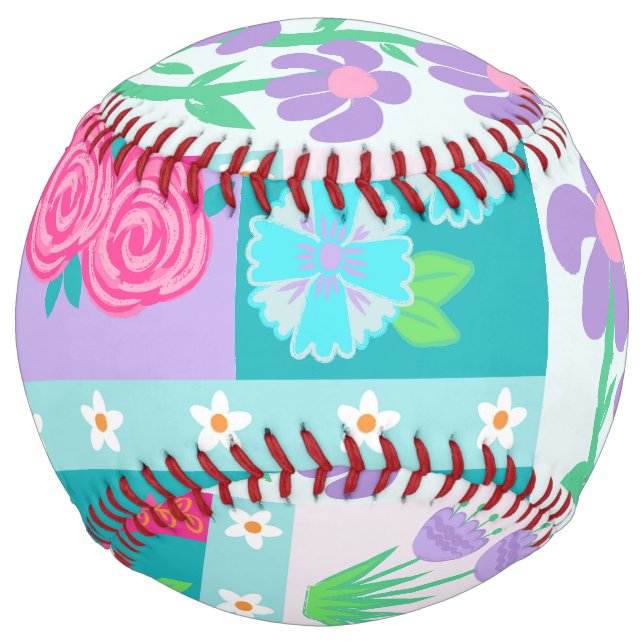 Vibrant Blooming Flowers Design Softball (Front)