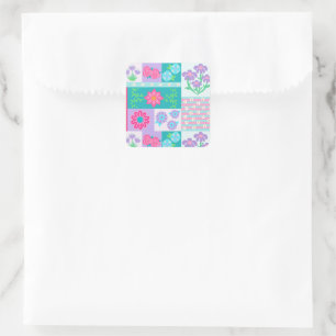 Vibrant Blooming Flowers Design Square Sticker