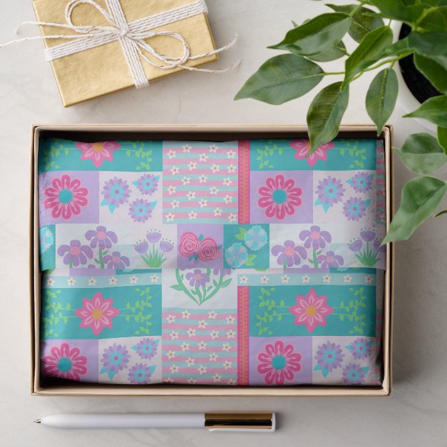 Vibrant Blooming Flowers Design Tissue Paper (Gift)