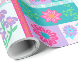 Vibrant Blooming Flowers Design Wrapping Paper