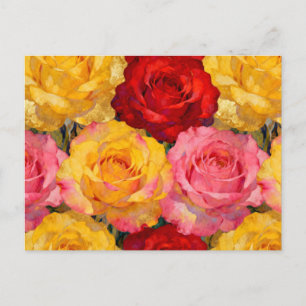 Vibrant Blooming Roses Postcard