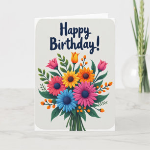 Vibrant Blooms Birthday Card