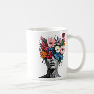 Vibrant Blooms Concealing A Monochrome Face Sticke Coffee Mug