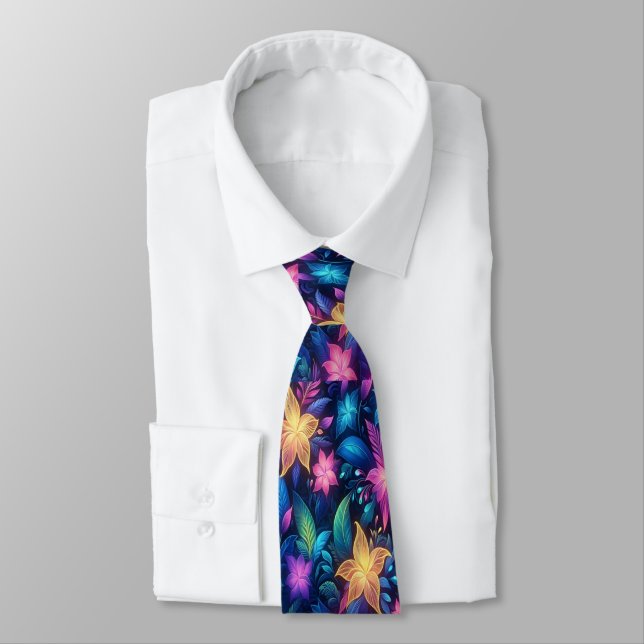 Vibrant Blooms in a Dreamy Garden of Colours Tie (Tied)