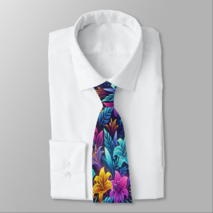 Vibrant Blooms in a Surreal Garden of Colors  Tie