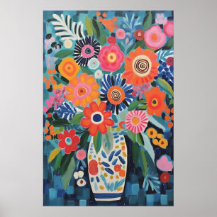 Vibrant Blooms Matisse-Inspired Floral Still Life Poster