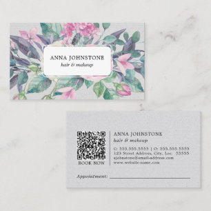 Vibrant Blooms QR Code Appointment Business Card