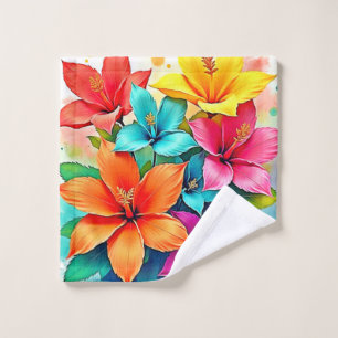 Vibrant Blooms: Tropical Floral Magic Design  Bath Towel Set