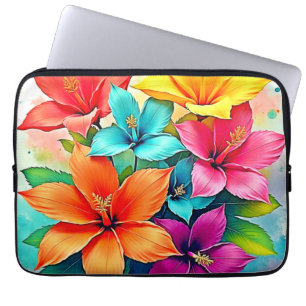 Vibrant Blooms: Tropical Floral Magic Design Laptop Sleeve