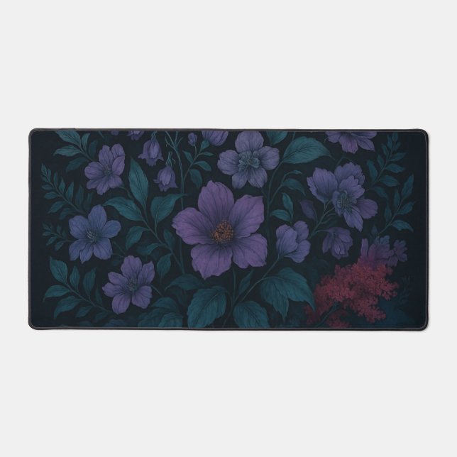 Vibrant Blooms with Red Accent Desk Mat (Front)
