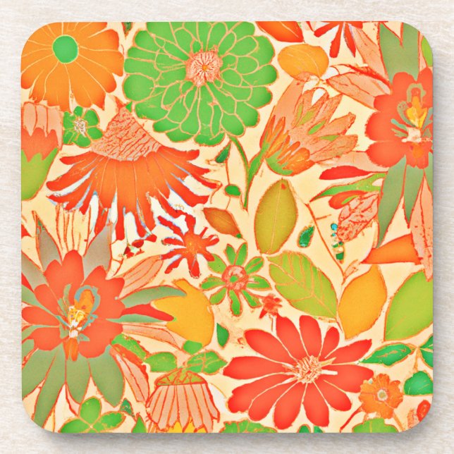 Vibrant Blossom Elegance Pattern Coaster (Front)