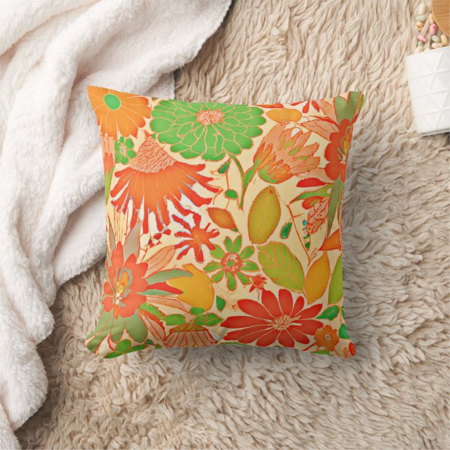 Vibrant Blossom Elegance Pattern Cushion (Blanket)