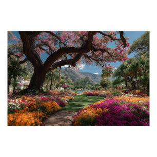Vibrant Blossom Tree Garden Paradise View Photo Print